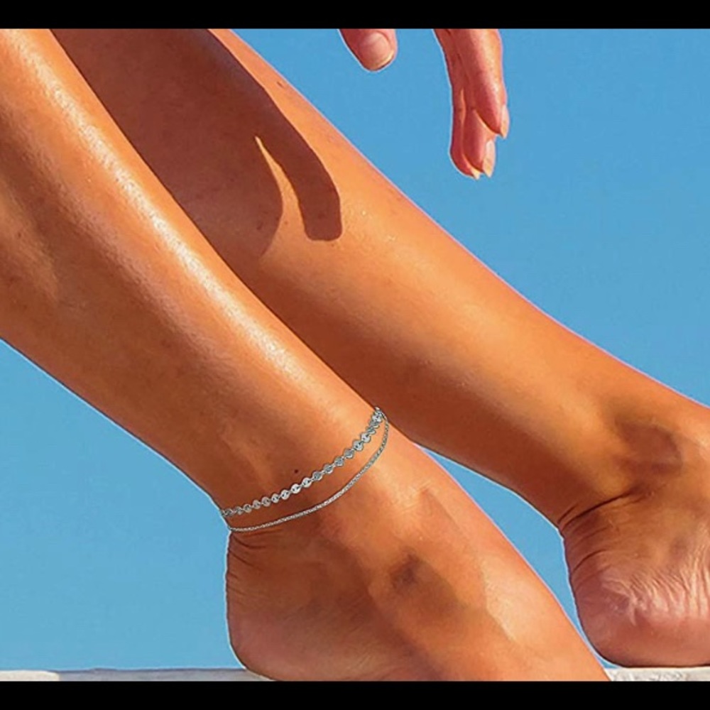 Silver beach anklet